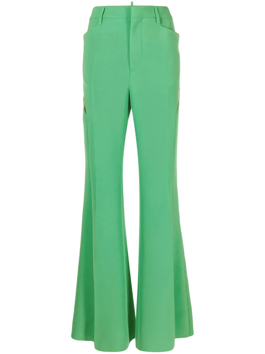 Cut-Out Mesh Detail Flared Trousers