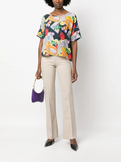 Graphic-Print Silk T-Shirt