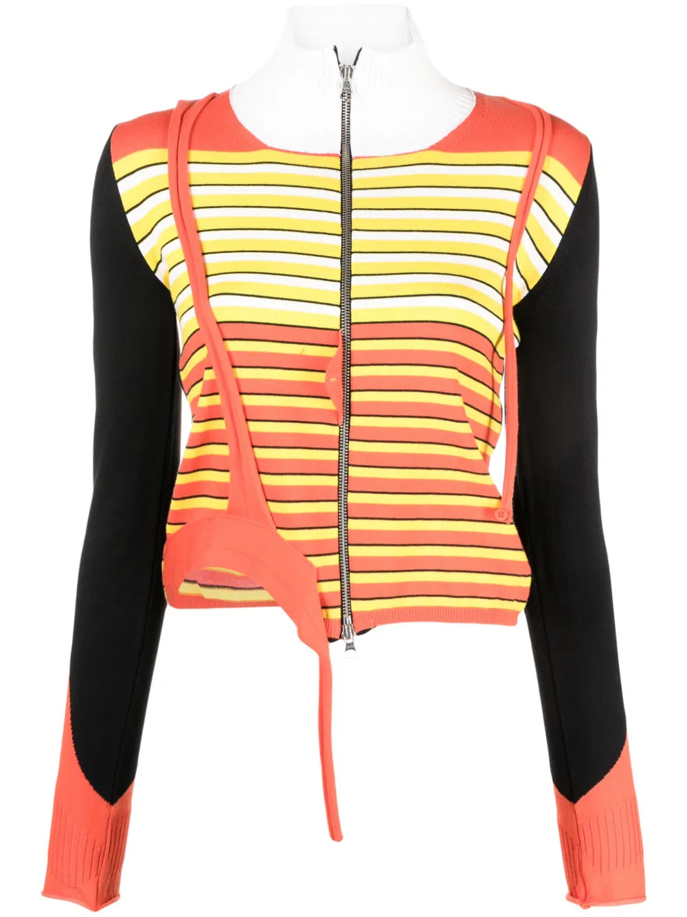 Asymmetric Stripe-Pattern Cardigan