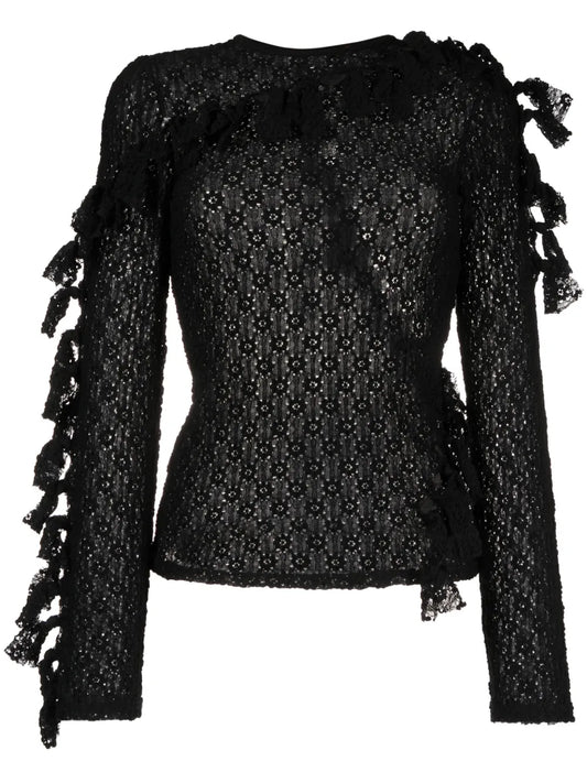 Knot-Detailing Semi-Sheer Top
