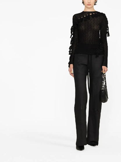 Knot-Detailing Semi-Sheer Top