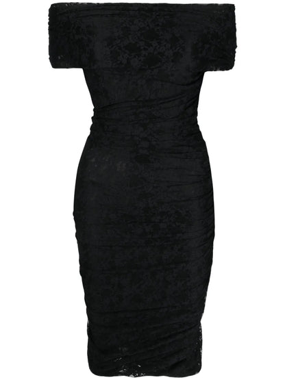 Floral-Lace Off-Shoulder Midi Dress