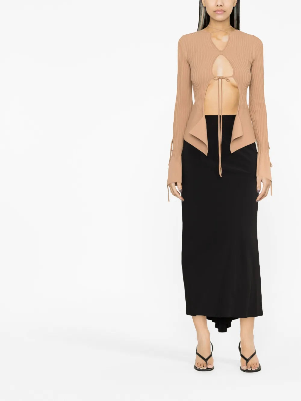 Ribbed-Knit Long-Sleeve Top