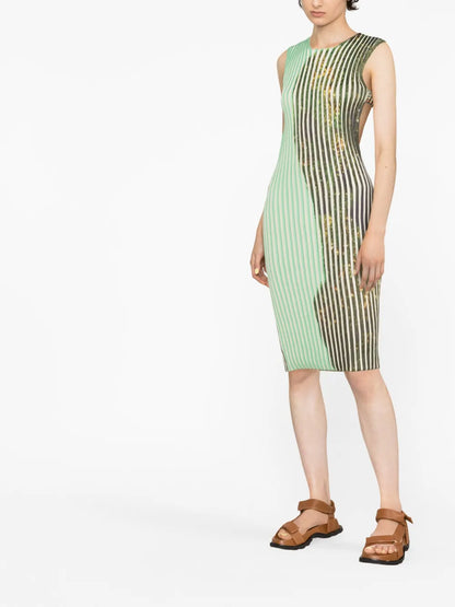 Graphic-Print Knitted Midi Dress