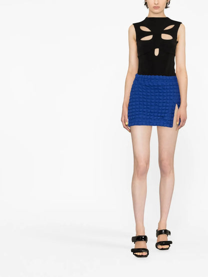 Slit-Detail Textured Mini Skirt