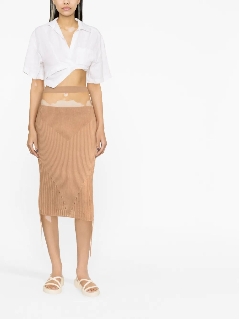 Ribbed-Knit Pencil Skirt