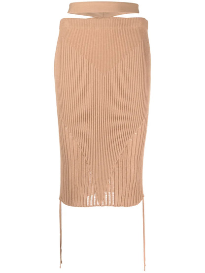 Ribbed-Knit Pencil Skirt
