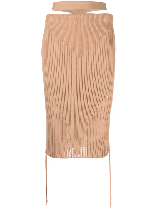 Ribbed-Knit Pencil Skirt