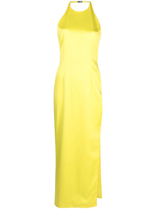 Halterneck Satin-Finish Dress