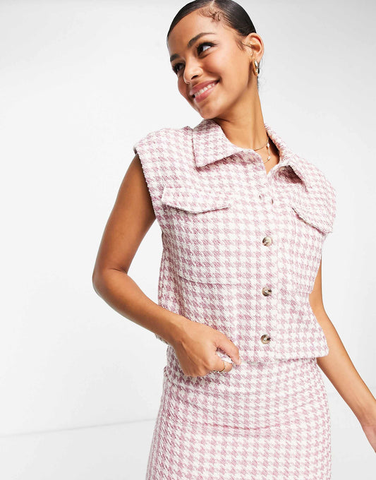 Boucle Houndstooth Suit Waistcoat