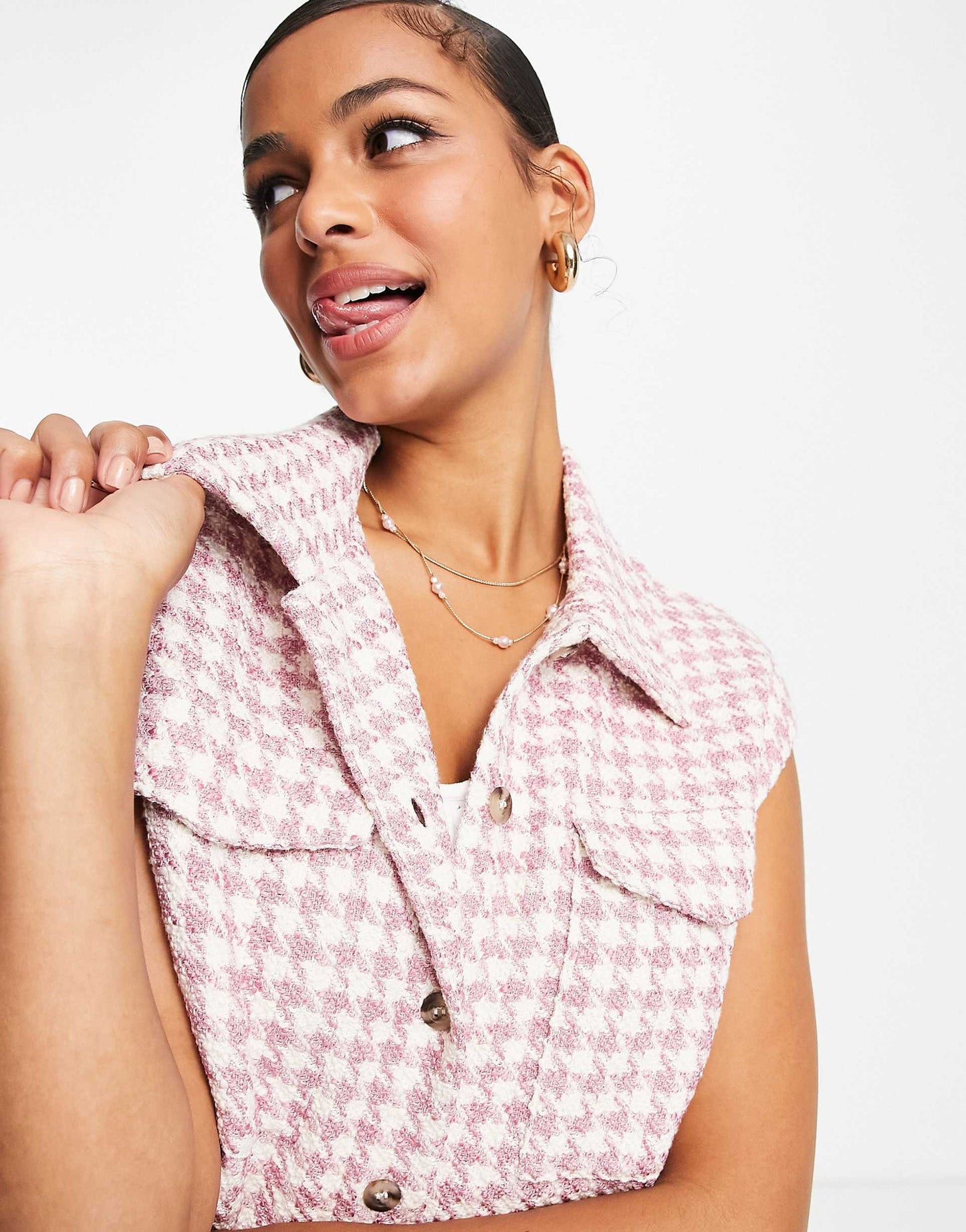 Boucle Houndstooth Suit Waistcoat
