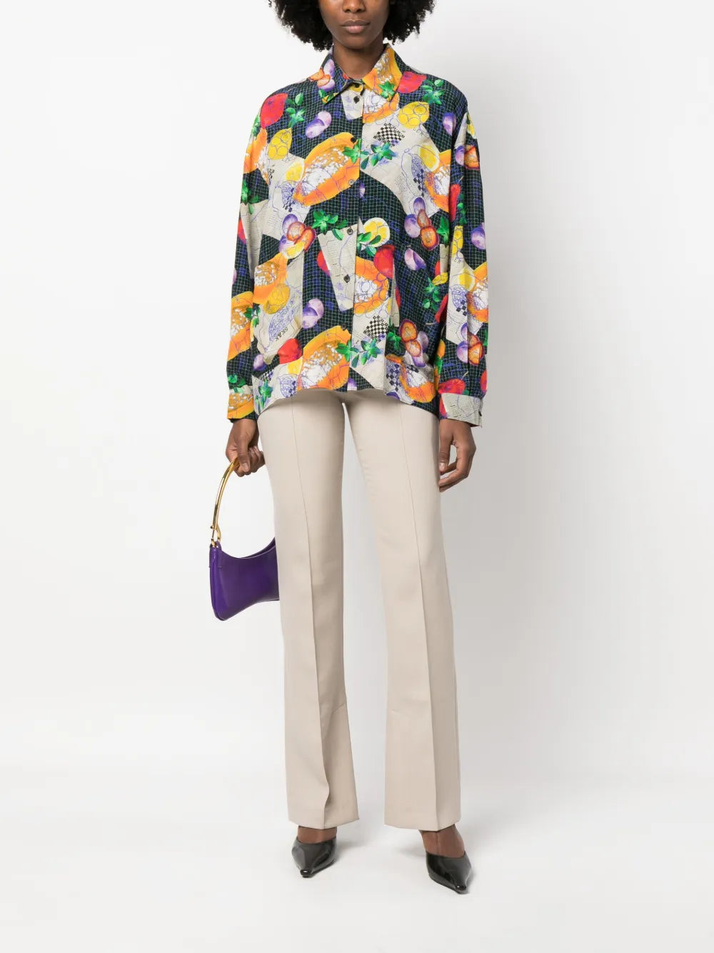 Graphic-Print Silk Shirt