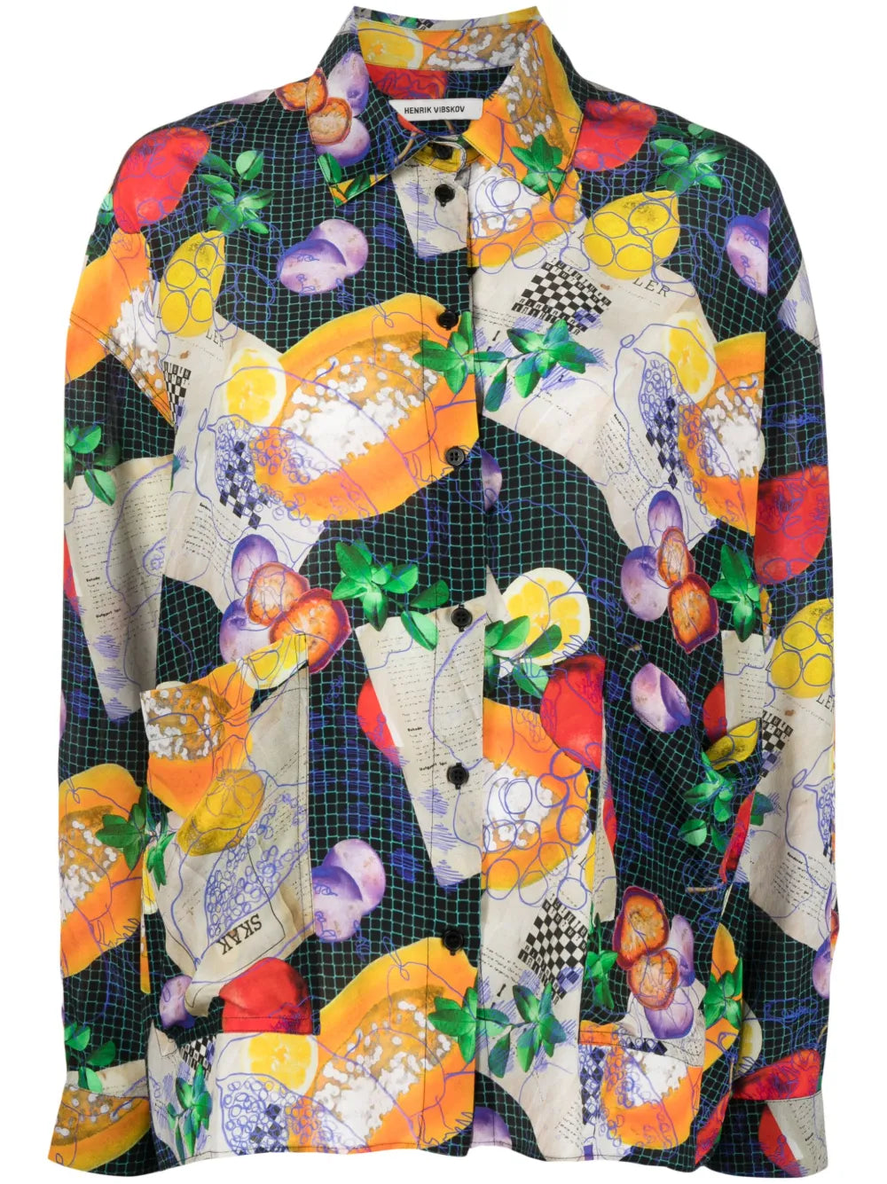 Graphic-Print Silk Shirt