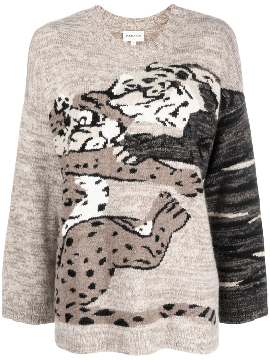 Intarsia-Knit Crew-Neck Jumper