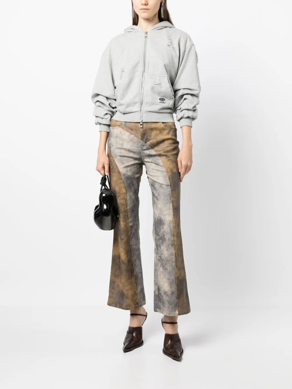 Distressed Zip-Front Hoodie