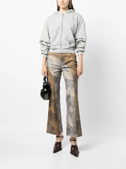 Distressed Zip-Front Hoodie