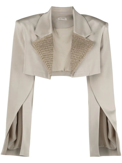 Marica Crochet-Panel Cropped Blazer