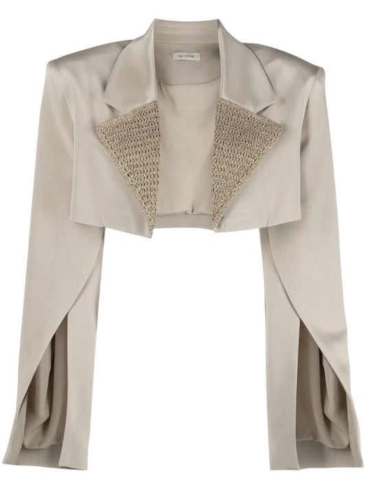 Marica Crochet-Panel Cropped Blazer