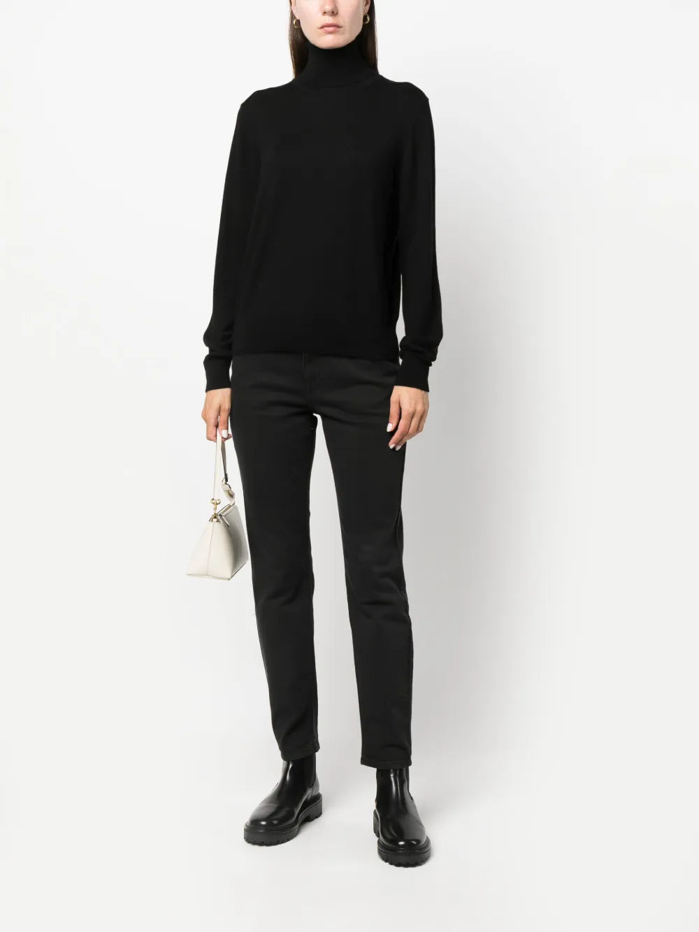 Fine-Knit Roll-Neck Sweatshirt