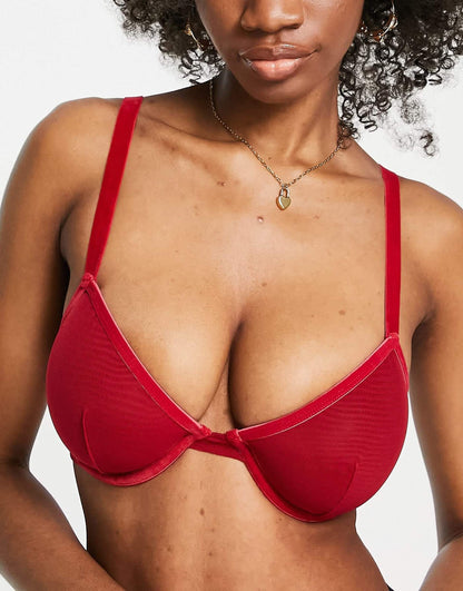 Fuller Bust Alaia Mesh And Velvet Trim Underwire Bra