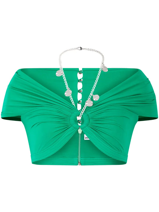 Chain-Detail Gathered Top