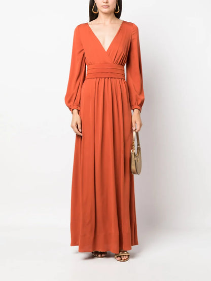 Pleated-Waist Maxi Dress