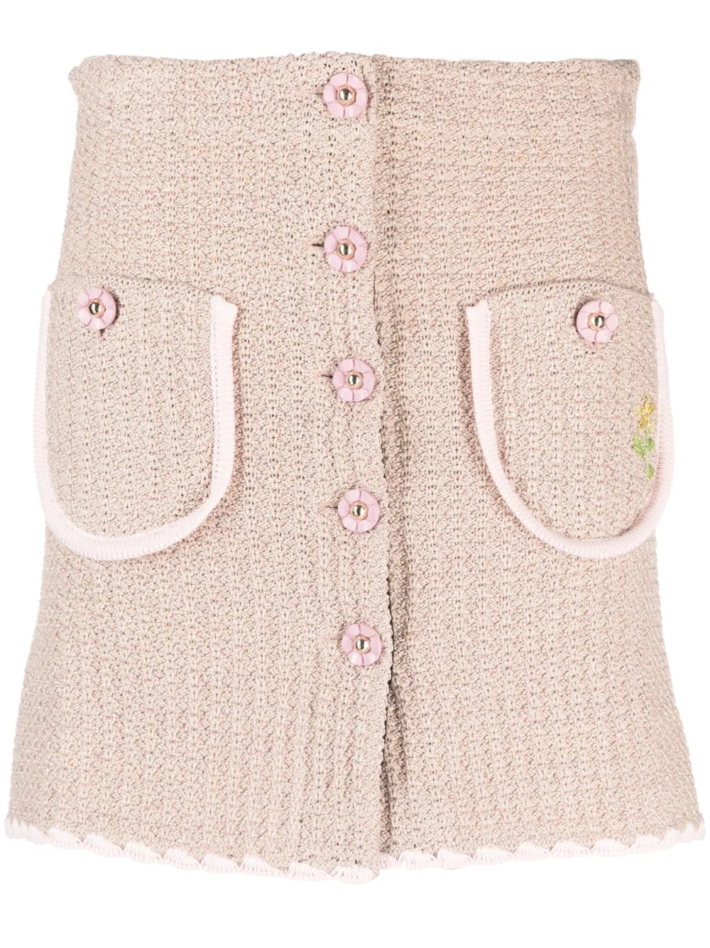 Chiara Flower-Buttons Mini Skirt