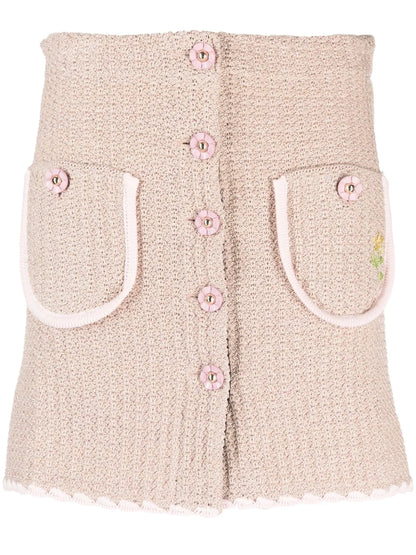 Chiara Flower-Buttons Mini Skirt