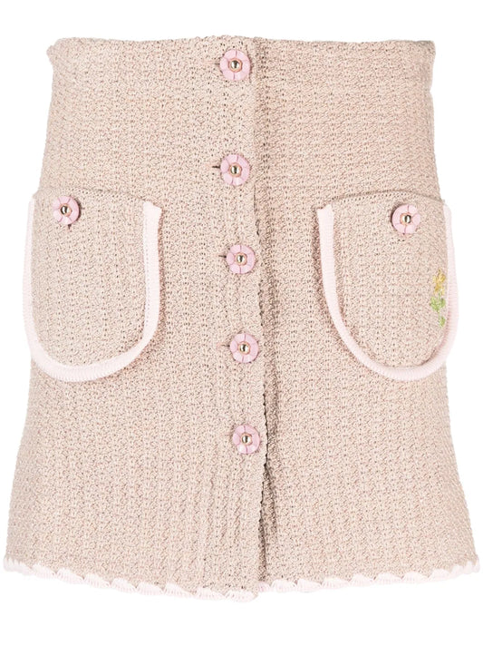 Chiara Flower-Buttons Mini Skirt
