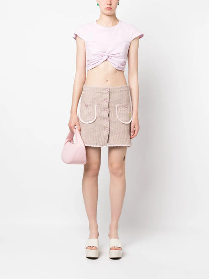 Chiara Flower-Buttons Mini Skirt