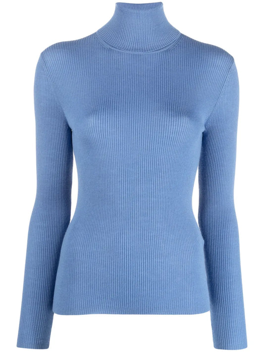 Roll-Neck Ribbed Wool Jumper