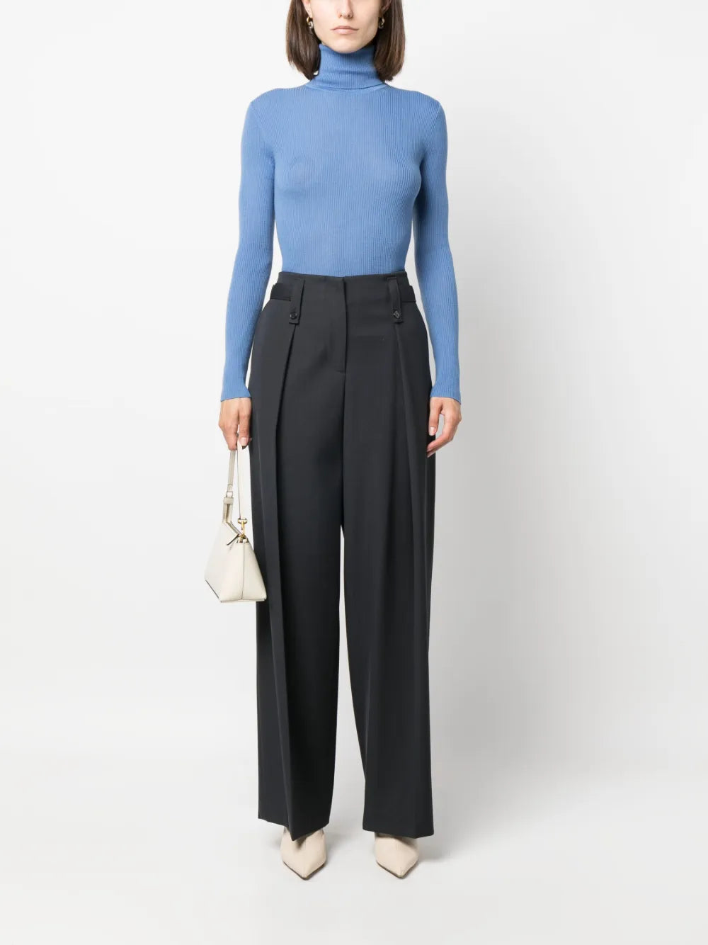 Roll-Neck Ribbed Wool Jumper