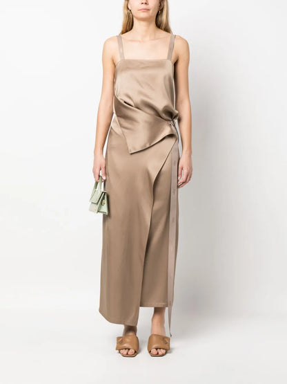Tie-Waist Silk Maxi Dress