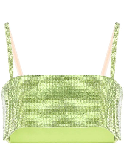 Charlotte Rhinestone-Embellished Cropped Top