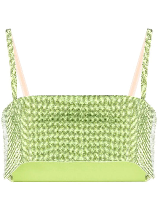 Charlotte Rhinestone-Embellished Cropped Top