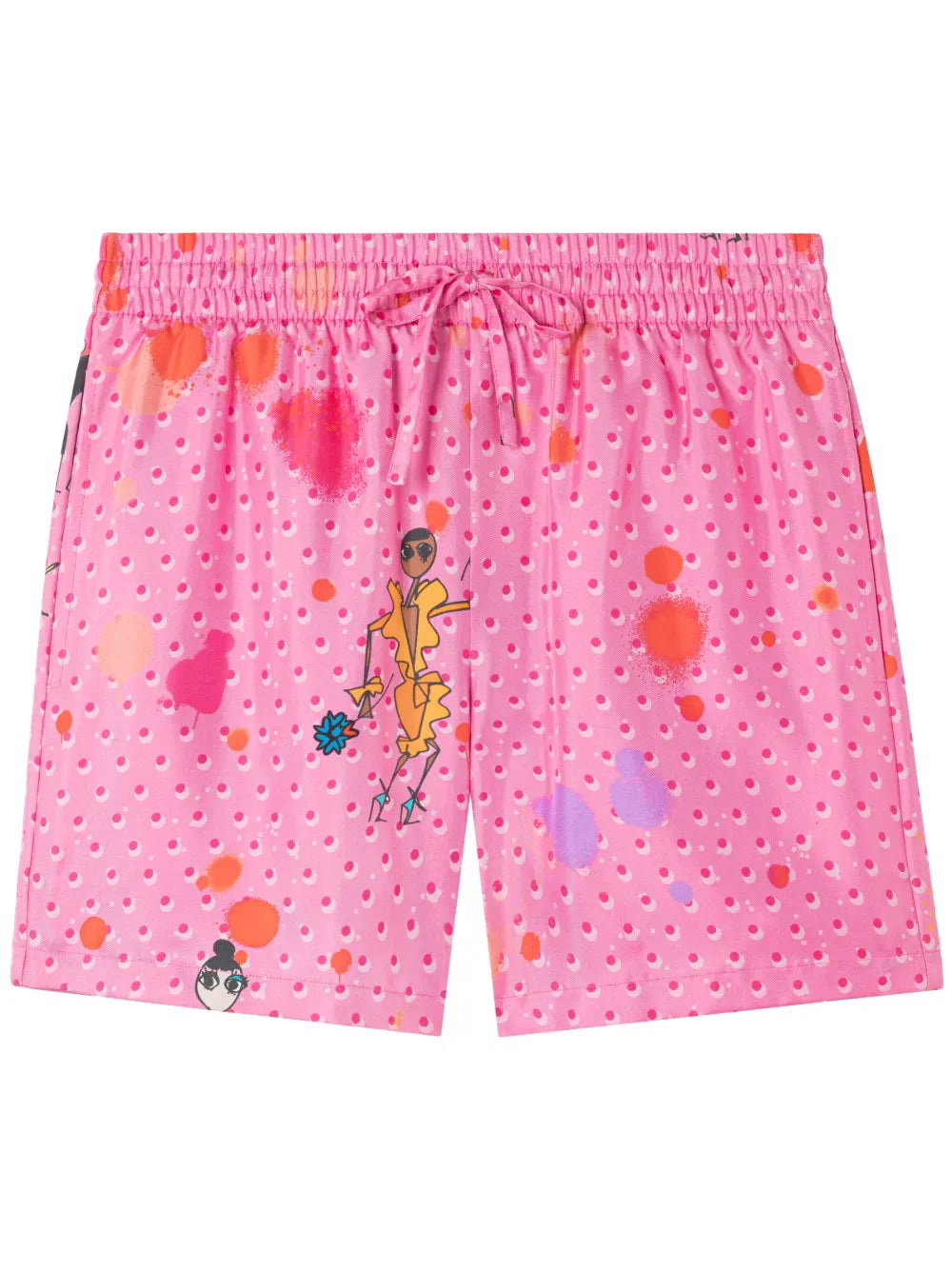 Polka-Dot Print Drawstring Shorts