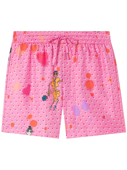 Polka-Dot Print Drawstring Shorts