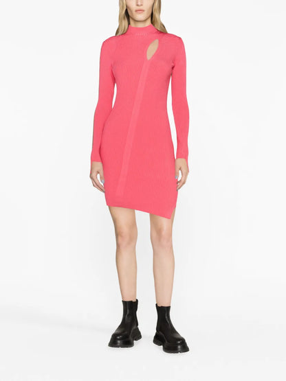 Slashed Roll-Neck Midi Dress