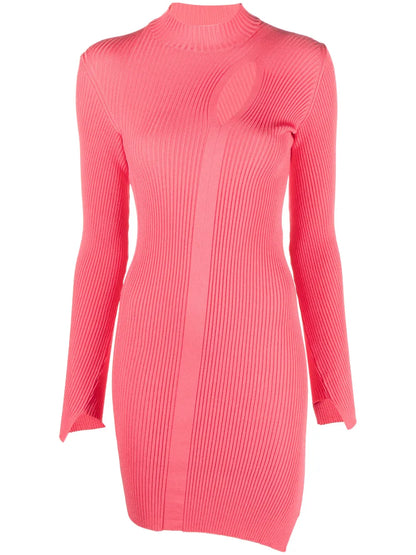 Slashed Roll-Neck Midi Dress