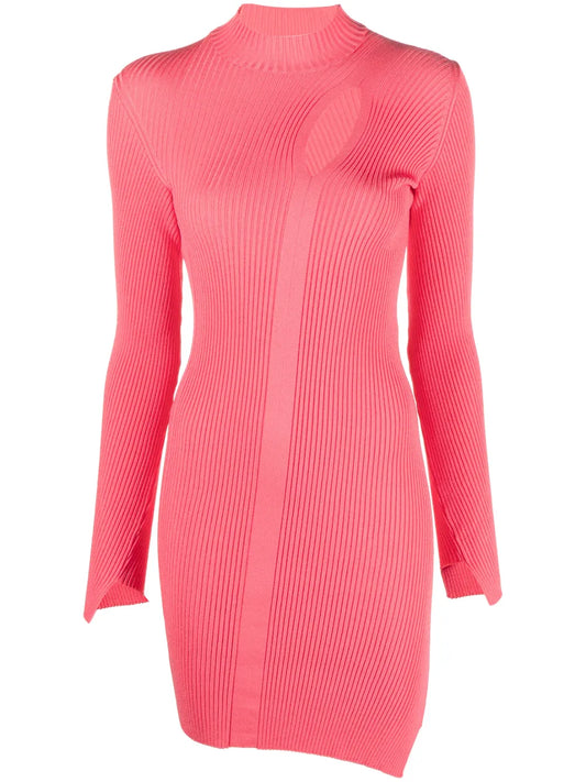 Slashed Roll-Neck Midi Dress