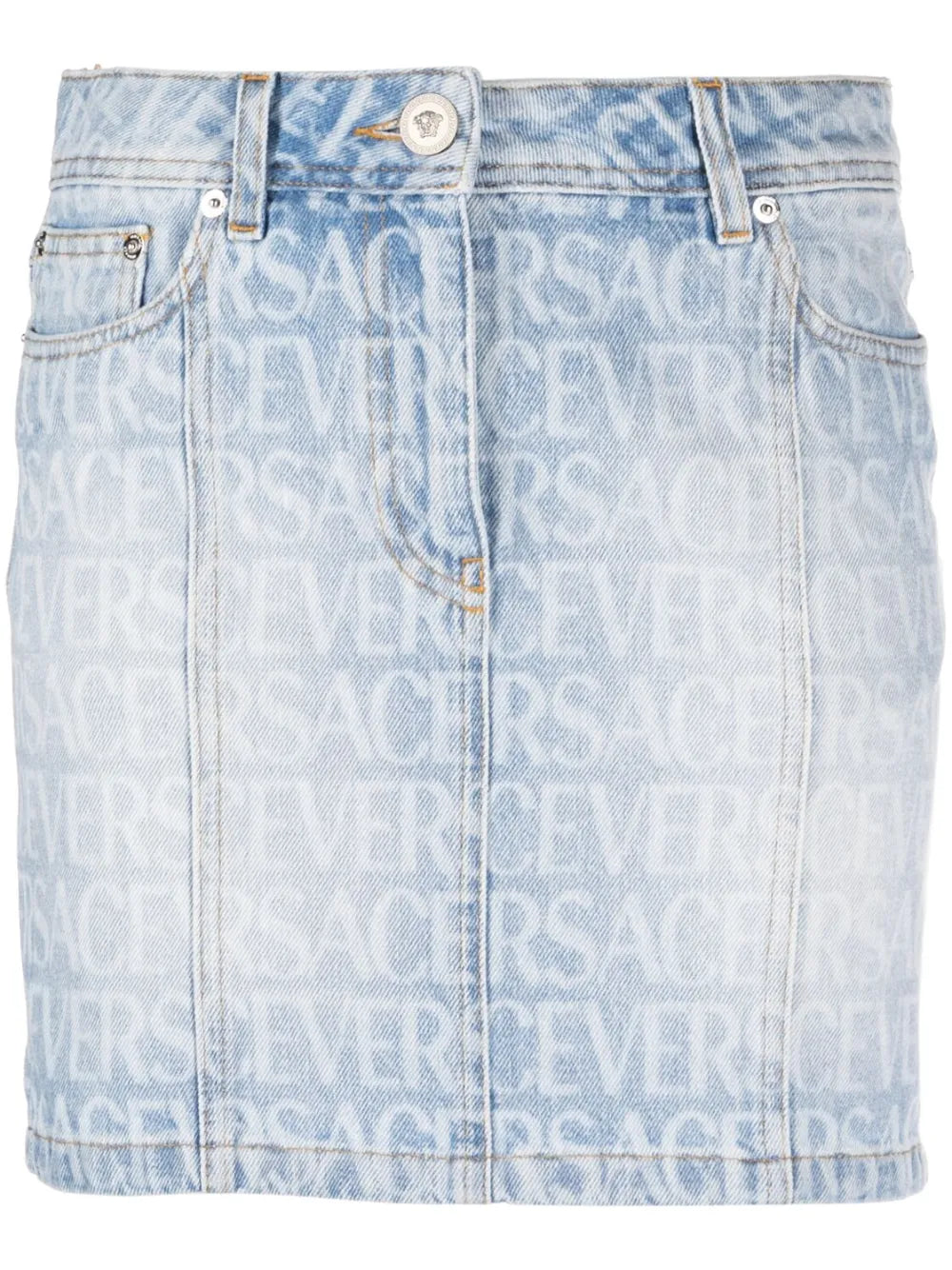 Versace Allover Denim Miniskirt