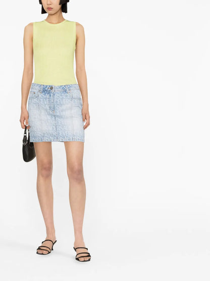 Versace Allover Denim Miniskirt