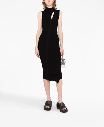 Slashed Roll-Neck Midi Dress