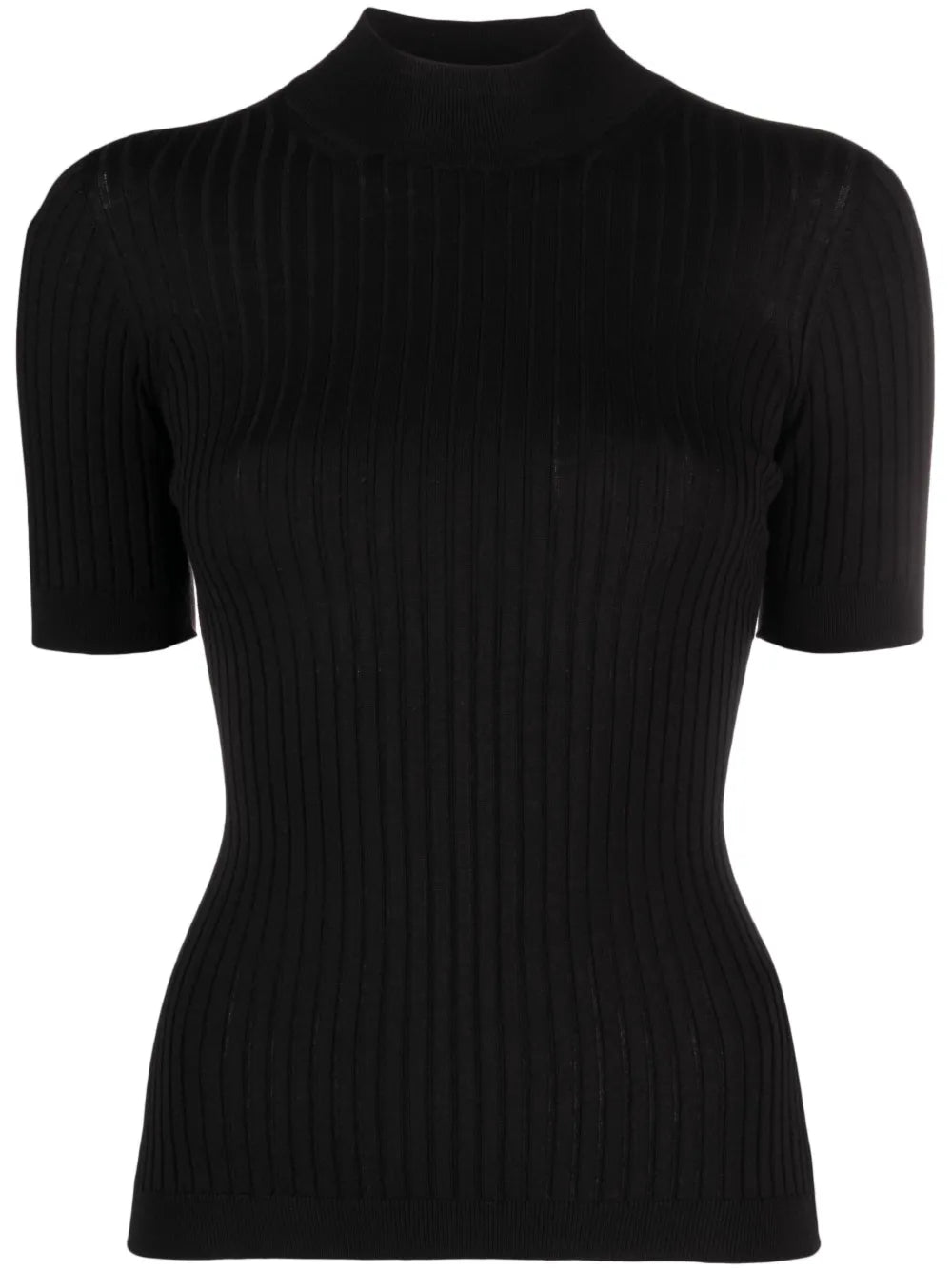 Ribbed-Knit Short-Sleeve Top