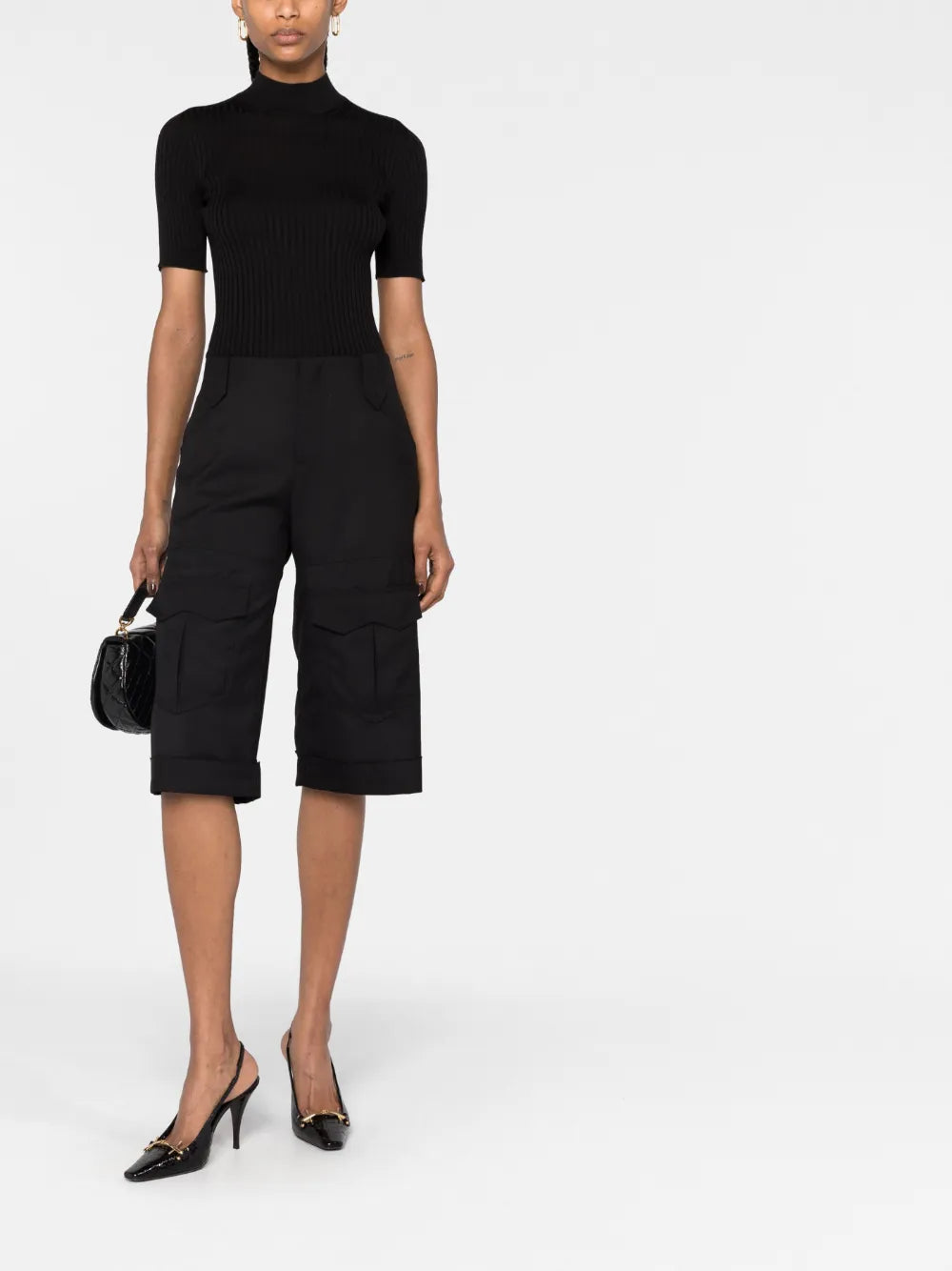 Ribbed-Knit Short-Sleeve Top