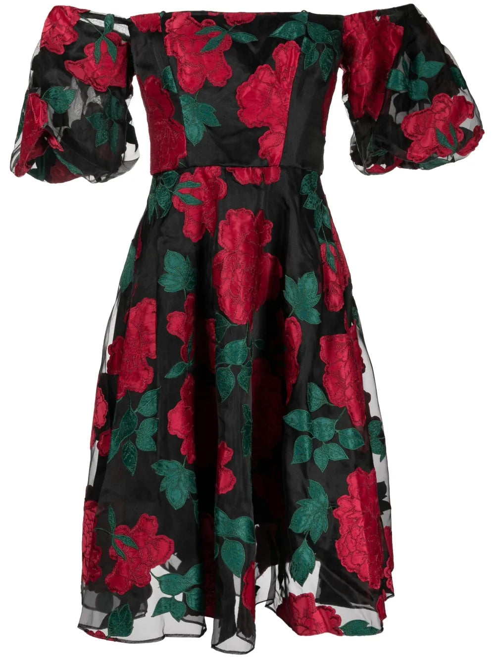 Claude Floral-Appliqué Midi Dress