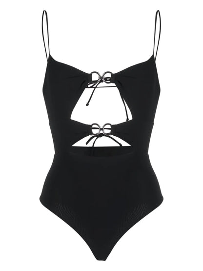 Ring-Embellished Cut-Out Swimsuit