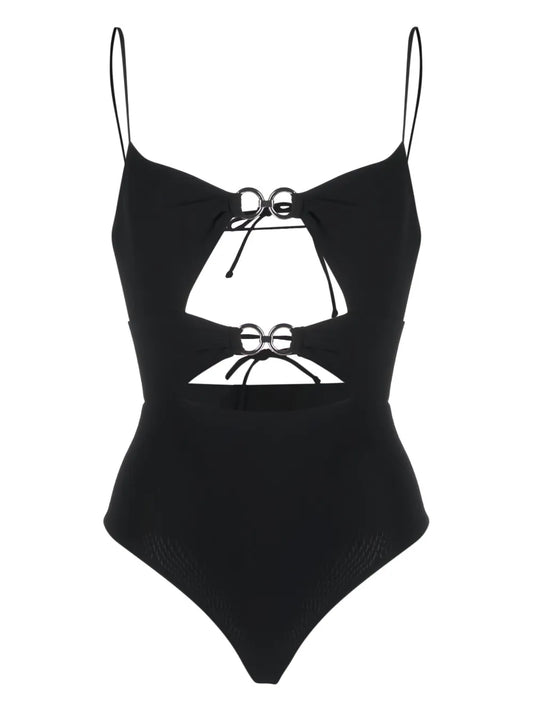 Ring-Embellished Cut-Out Swimsuit