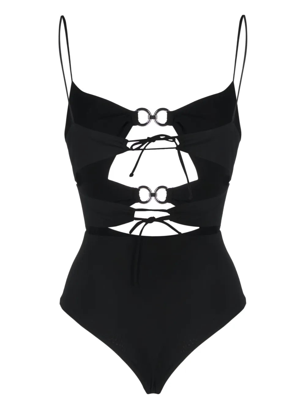 Ring-Embellished Cut-Out Swimsuit