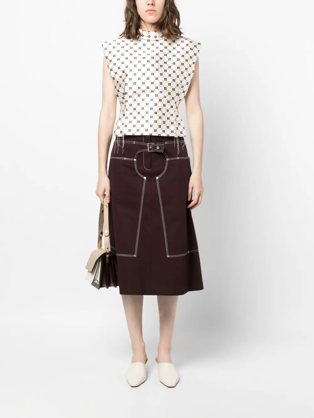 Floral-Print Sleeveless Blouse
